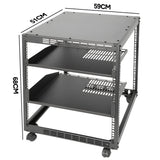 Alston 12U Open Frame Server Rack Hifi Device Rack with Vented Shelves Heavy Duty 4-Post AV/IT V985-12UOPENCABINET