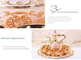 Elegant Gold Metal Serving Set - Decanter, 6 Cups, Tray V888-ELOSUNG26385