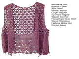 Women Vest Women's Knitted Hollow Vest Retro Crochet Cardigan for Summer Spring Autumn V1189-WXFWAL-20260319-01399
