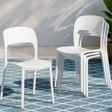 Gardeon 4PC Outdoor Dining Chairs Stackable PP Patio Chair Garden Furniture White ODF-CHAIR-PPTX14-WH-4X