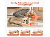Ergonomic Kneeling Chair, Wooden Posture Knee Chair with Adjustable Thick Foam Cushions & Solid Wood V952-JYKGYMBSBDLWFBRDG001V0