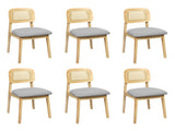Levede Dining Chair Wood Rattan Armless Natural x6 CH1144-2-NTX3