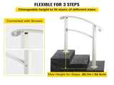 3-Step Handrails for Outdoor Steps Fits 1 or 3 Steps Matte White Stair Rail Wrought Iron Handrail V952-LTFS3BBSLG0000001V0