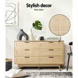 Artiss 6 Chest of Drawers - BRIONY Oak FURNI-E-RAT-CDR-6D-WD-AB