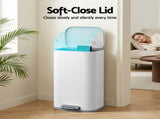 Cefito Kitchen Trash Can 40L Pedal Bins Rubbish Bin Steel with Soft Close Lid, Removable Inner RB-40L-1C-WH