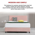 Linen Fabric Queen Bed Deluxe Headboard Bedhead - Pale Pink V63-839541