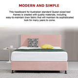 Linen Fabric Queen Bed Deluxe Headboard Bedhead - Pale Pink V63-839541