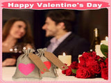 36 Pcs Valentine's Day Burlap Gift Bags with Drawstring Heart 6x4 In Party Favor Bag Mini Rustic V1259-DP01-A-5592