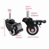 4Pcs 1.5 Inch Heavy Duty Caster Wheels Swivel Casters with Brake and M8 Threaded Stem, Loading V1188-ZC-DLL-1761