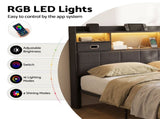 Artiss Queen Bed Frame with Storage Drawers & Headboard, 2 Drawer, USB, LED BFRAME-J-KINSLEY-Q-GY-AB