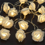 50 White Rose 3D Fairy Lights 5M LONG String, Battery Indoor & Outdoor Decorations Wedding V382-WHITEROSEBATT50