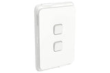 Iconic Vertical 2 Gang 1/2 Way 10AX 250V IP44 Switch, Vivid White V1202-V1-CLI3042V44VW