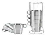 Stainless Steel Water Coffee Cup Set Heat Insulated Anti-Scald with Cup Holder Stand V1294-YM0901-3118200125511