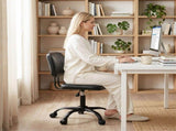 Artiss Armless Office Chair with Wheels, Ergonomic PU Leather Office Desk Chair, Height Adjustable OCHAIR-M-1142-PU-BK