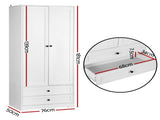 Artiss Wardrobe Clothes Closet Storage Organizer with 2 Doors White FURNI-L-WR02-2D-WH-AB