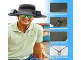 Solar Fan Hat, Wide Brim Outdoor Fishing Hat, 2 Fans with UPF 50 Sun Protection, 3-Speed Adjustable V1366-AZ2-W-11583
