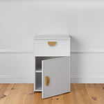 PORTO BEDSIDE TABLE - WHITE - SLIM - HALF MOON BRASS V164-ECS13WTB04G