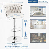 SERENIT Modern Silver Swivel Upholstered Velvet Adjustable Height Counter Stool with Metal Frame V255-GP2217R-WHITE