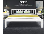 Artiss Bed Frame Double Size Wooden White SOFIE WBED-D-001D-WH