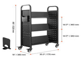 Rolling Library Book Cart, 150 kg Capacity, 77 x 38 x 122 cm Library Cart, Single Sided V-Shaped V952-VXTSGTCHS3307B7MH001V0