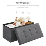 SONGMICS 76cm Folding Storage Ottoman Bench Foot Rest Stool Dark Gray V227-8498402106162