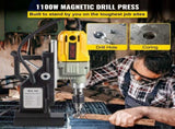 Magnetic Drill, 1100W 1.57" Boring Diameter, 2697lbf/12000N Portable Electric Mag Drill Press with V952-JBLJ11PCS220V027EV3