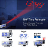 LED Digital Projection Alarm Clocks USB Electronic Ceiling Projector Alarm Clock with FM Radio for V1189-LC-RY-00451