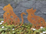 Set 2 Rust Sitting Cat Garden Stakes 37x46cm V637-71474CAT