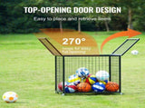 Rolling Sports Ball Storage Cart, Basketball Cage with Double Lids, Sport Equipment Holder Organizer V952-QL363026YCTJW44KTV0
