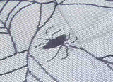 Black Polyester Halloween Tablecloth 122x244cm Spider Web Bat Design, Reusable Creepy Table Cover V1192-AZ-W-21572