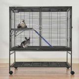 VEVOR 39" Metal Small Animal Cage 2-Tier Rolling Ferret Cage with Tray A Ramp V952-JSXDL362439IF6COGV0