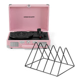 Crosley Cruiser Bluetooth Portable Turntable - Blush Pink Gadhouse Vinyl Rack Bundle - Black V398-CR8005EVR-BH4