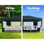 Instahut Gazebo 3x6m Marquee Wedding Party Tent Outdoor Camping Side Wall Canopy 4 Panel Green GAZEBO-WED-C-FG-3X6-4W-GN