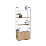 CARLA HOME Bookcase with Cabinet - 4 - Shelf Storage - Oak - Brown - Storage Cabinet V178-36416