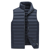 XXXL Navy Blue Men's Lightweight Puffer Vest - Stand Collar Quilted Sleeveless Jacket for Winter V888-ELOSUNG33626