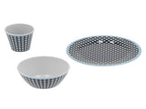 Household Tableware Fruit Salad Plate Bowl Cup Set Dark Blue Grid Pattern for Home Restaurant V1294-YM0901-3118210178011