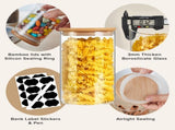 CARLA HOME 12 Pack Glass Storage Jars with Bamboo Lids for Kitchen Pantry, Pasta, Snacks, Cookies, V178-36241