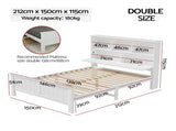 Artiss Bed Frame Double Size Wooden with 3 Shelves Bed Head White WBED-G-S1-D-ABC