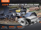 Hydraulic Wood Log Splitter Pump Kit, 22GPM, 2 Stage 4000PSI Aluminum Hydraulic Gear Pump, with V952-YYPMB22GPM4003RCQV0