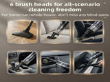 White Cordless Handheld Vacuum Cleaner with 5 Brush Attachments & LED Light for Home Car - 18KPA V888-ELOSUNG52043