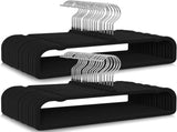 50 Pack Black Velvet Hangers Non Slip, Felt Pants Hangers Thin Space Saving Clothes Hanger Flocked V1258-DP02-F-463