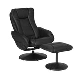 Artiss Recliner Chair Ottoman Heated Massage Black RECLINER-A14-PU-BK