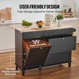 VEVOR Kitchen Island Cart Storage Cabinet Serving with Drawer & Trash Cabinet V952-QFBGDKCFDHS4I07P2V0
