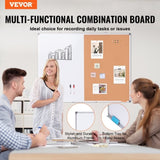 48"x 36" Whiteboard & Cork Combo with Aluminum Frame 2-in-1 Magnetic Dry Erase Bulletin V952-RMB48X36BBRMT05ZSV0