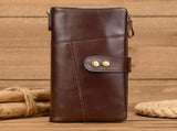 Vintage Crazy Horse Leather Double Zip Long Wallet, Top Grain Leather Bi-Fold Large Capacity Clutch, V1232-NSQB-NS-002