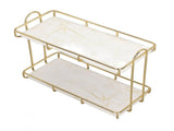 2 Tier Bathroom Shelf Countertop Standing Shelf with Partition Cosmetic Storage Rack Holder Gold V1294-YM0703-3112230031211