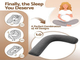 Giselle Bedding Pregnancy Pillow for Side Sleeping L-Shaped Maternity Body Pillow for Women 100% PILLOW-MAT-L-COT-GY