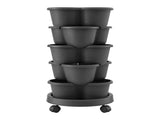 Green Fingers 5 Tier Vertical Garden Planter, Stackable Planters with 4 Wheels, Black, Raised Garden GARDEN-5T-DGY