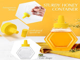 64 Pcs 7 oz Squeeze Bottle Plastic Empty Beehive Bottle Jar with Spout Lid Clear Refillable V1259-DP01-F-138