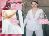 Feather Clutch Purses for Women, Evening Bags Furry Purse with 2 Chains Wedding Bride Fringe Glossy V1259-DP01-A-1085
